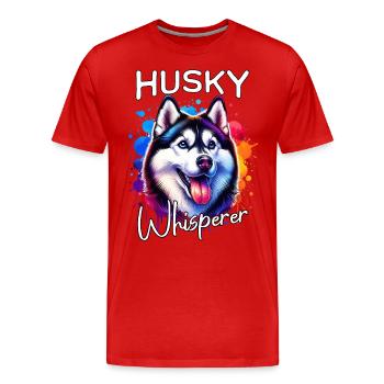 Sled Dog Whisperer Husky - Men's Premium Organic T-Shirt - red - Front - Damien (186cm)