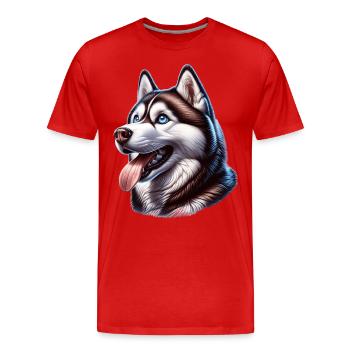 Sled Dog Husky - Men's Premium Organic T-Shirt - red - Front - Damien (186cm)