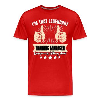 Instructeur légendaire - T-shirt bio Premium Homme - rouge - Devant - Damien (186cm)