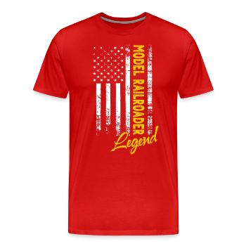 Modelleisenbahner Legende - Männer Premium Bio T-Shirt - Rot - Vorne - Damien (186cm)