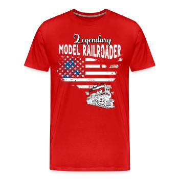 Modèle réduit de chemin de fer US - T-shirt bio Premium Homme - rouge - Devant - Damien (186cm)