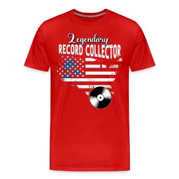 Collectionneur de disques US - T-shirt bio Premium Homme - rouge - Devant - Damien (186cm)