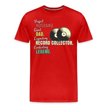 Papa collectionneur de disques - T-shirt bio Premium Homme - rouge - Devant - Damien (186cm)