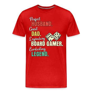 Brettspieler Papa - Männer Premium Bio T-Shirt - Rot - Vorne - Damien (186cm)