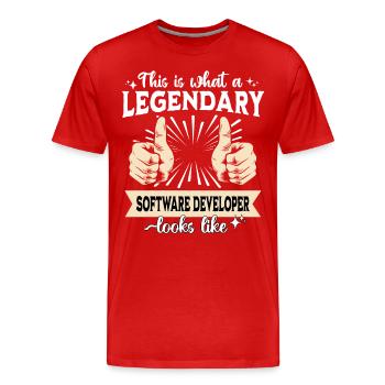 Legendary Software Developer - Men's Premium Organic T-Shirt - red - Front - Damien (186cm)