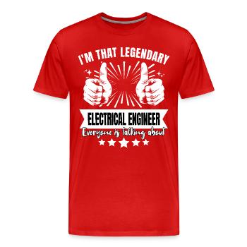 Ingénieur électricien légendaire Légende - T-shirt bio Premium Homme - rouge - Devant - Damien (186cm)