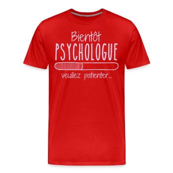 Métier Psychologue En Cours Bientôt Psychologue - T-shirt bio Premium Homme - rouge - Devant - Damien (186cm)
