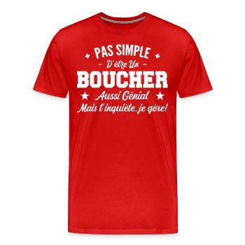 Tolles Metzgermann-Geschenk - Männer Premium Bio T-Shirt - Rot - Vorne - Damien (186cm)