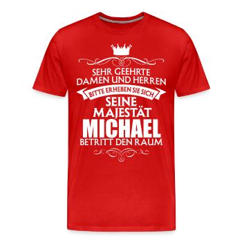 MICHAEL - Majestät - Männer Premium Bio T-Shirt - Rot - Vorne - Damien (186cm)