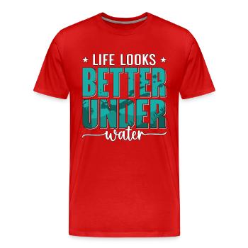 Apnéistes plongeurs Apnée Cadeau d’apnée - T-shirt bio Premium Homme - rouge - Devant - Damien (186cm)