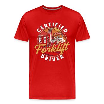 Chariot élévateur à fourche Entrepôt Chariot élévateur à fourche Cadeau - T-shirt bio Premium Homme - rouge - Devant - Damien (186cm)