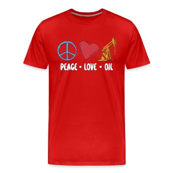 Ölfeldarbeiter Friedensliebung Öl Rig Arbeiter - Männer Premium Bio T-Shirt - Rot - Vorne - Damien (186cm)