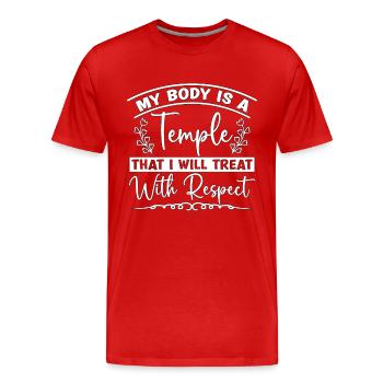 Mental Health Coffee My Body Is A Temple Anxiety - Männer Premium Bio T-Shirt - Rot - Vorne - Damien (186cm)