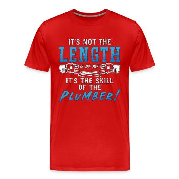 Plombier Ce n’est pas la longueur de la plomberie de tuyau - T-shirt bio Premium Homme - rouge - Devant - Damien (186cm)