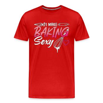 Boulanger Je fais cuire Sexy Boulangerie Gâteau Cupcake Chef - T-shirt bio Premium Homme - rouge - Devant - Damien (186cm)