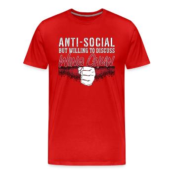 Wing Chun Anti-Social Mais Combattant Volontaire Kung Fu - T-shirt bio Premium Homme - rouge - Devant - Damien (186cm)