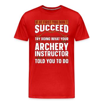 Archery If At First Crossbow Target Hunting Archer - Men's Premium Organic T-Shirt - red - Front - Damien (186cm)