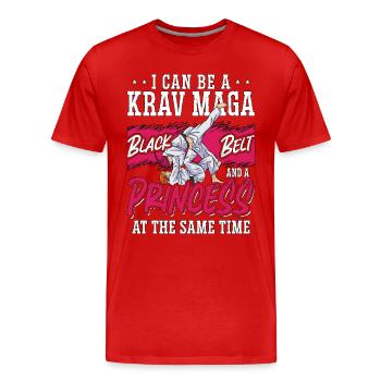Krav Maga Je peux être un combattant de princesse de combat rapproché - T-shirt bio Premium Homme - rouge - Devant - Damien (186cm)