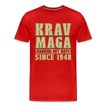 Krav Maga distribuant des siestes Combattant de combat militaire - T-shirt bio Premium Homme - rouge - Devant - Damien (186cm)
