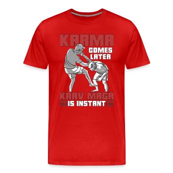 Krav Maga Karma vient plus tard Combat Instant Fighter - T-shirt bio Premium Homme - rouge - Devant - Damien (186cm)