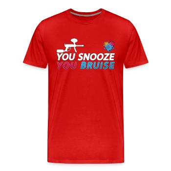 Paintball You Snooze You Splatter Paintball Player - T-shirt bio Premium Homme - rouge - Devant - Damien (186cm)