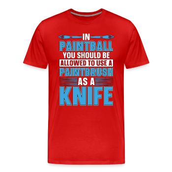 Paintball In Paintball You Should Paint Gun Player - Men's Premium Organic T-Shirt - red - Front - Damien (186cm)