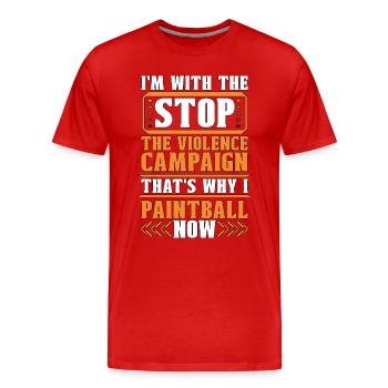Paintball I'm With Stop Violence Now Airgun Player - Men's Premium Organic T-Shirt - red - Front - Damien (186cm)