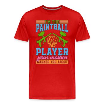 Paintball Je suis le joueur de paintball Splatter Player - T-shirt bio Premium Homme - rouge - Devant - Damien (186cm)