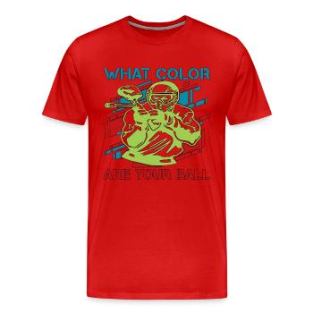Paintball De quelle couleur sont Splatter Paintball Player - T-shirt bio Premium Homme - rouge - Devant - Damien (186cm)