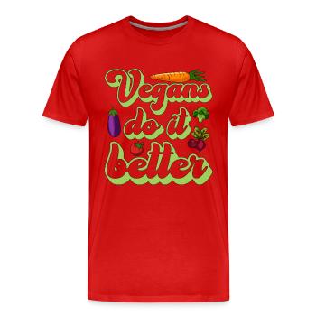 Régime végétalien Les végétaliens le font sans viande Amateur de régime végétalien - T-shirt bio Premium Homme - rouge - Devant - Damien (186cm)