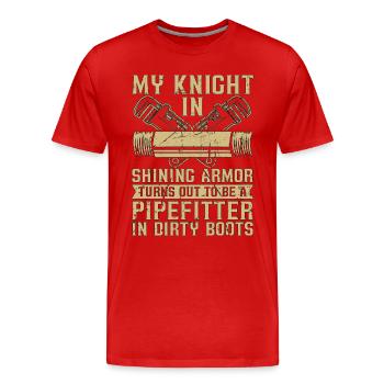 Tuyauteur Mon chevalier dans Shining Pipes Tuyauteurs - T-shirt bio Premium Homme - rouge - Devant - Damien (186cm)