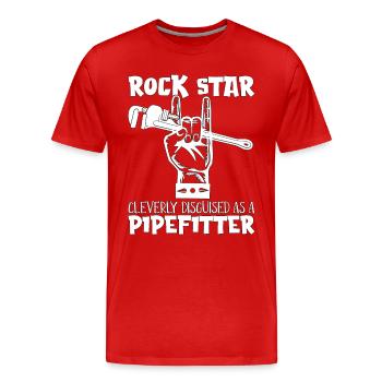 Tuyauteur Rock Star Cleverly Contremaître Tuyauteurs - T-shirt bio Premium Homme - rouge - Devant - Damien (186cm)