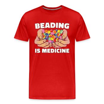 Beading Is Medicine Jewelry Making Beadwork Beader - Men's Premium Organic T-Shirt - red - Front - Damien (186cm)