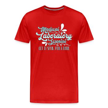 Technicien de laboratoire Le laboratoire médical aime les soins de santé - T-shirt bio Premium Homme - rouge - Devant - Damien (186cm)