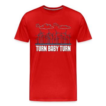 Wind Turbine Tech Turn Baby Turn Renewable Energy - Men's Premium Organic T-Shirt - red - Front - Damien (186cm)