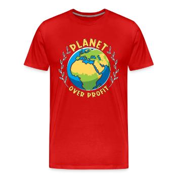 Climate Change Planet Over Profit Climate Activism - Men's Premium Organic T-Shirt - red - Front - Damien (186cm)