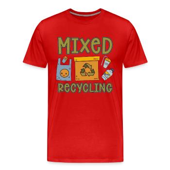 Recyclage Recyclage mixte Réutilisation Passez au vert Recycleur - T-shirt bio Premium Homme - rouge - Devant - Damien (186cm)