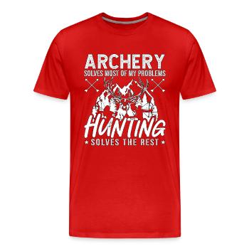 Bowhunting Archery Solves Most Of Target Bowhunter - Männer Premium Bio T-Shirt - Rot - Vorne - Damien (186cm)