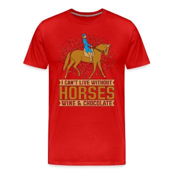 Saut d'obstacles Je ne peux pas vivre sans équitation - T-shirt bio Premium Homme - rouge - Devant - Damien (186cm)