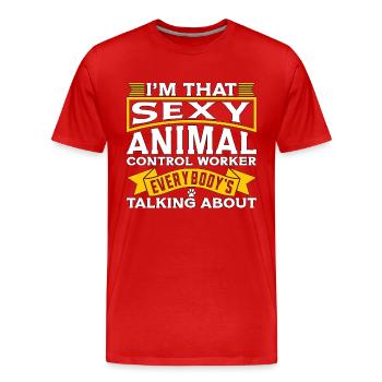 Officier animalier Je suis cet officier policier sexy - T-shirt bio Premium Homme - rouge - Devant - Damien (186cm)
