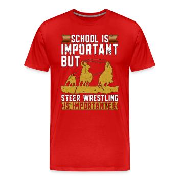 Steer Wrestling School est important Calf Roping - T-shirt bio Premium Homme - rouge - Devant - Damien (186cm)