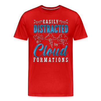 La météorologie facilement distraite par les prévisions météorologiques - T-shirt bio Premium Homme - rouge - Devant - Damien (186cm)