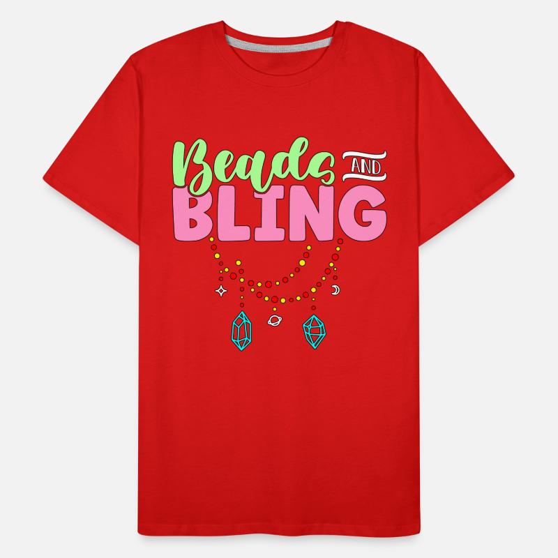Perles de perles et perles de perles Bling Perle de bijoux T-shirt bio Premium Homme
