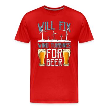 La technologie des éoliennes réparera les éoliennes - T-shirt bio Premium Homme - rouge - Devant - Damien (186cm)