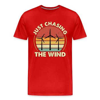 Wind Turbine Tech Just Chasing The Wind Technician - Männer Premium Bio T-Shirt - Rot - Vorne - Damien (186cm)