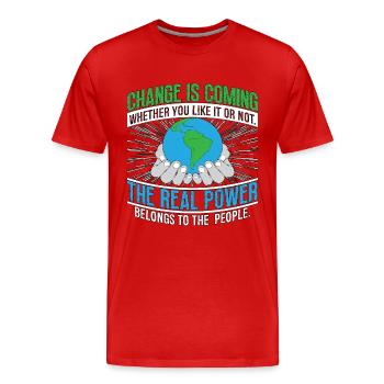 Le changement climatique arrive Environnementaliste - T-shirt bio Premium Homme - rouge - Devant - Damien (186cm)