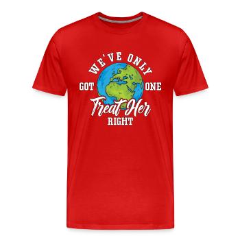 Changement climatique Nous n’avons qu’un seul écologiste - T-shirt bio Premium Homme - rouge - Devant - Damien (186cm)