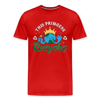 Recycling This Princess Recycles Go Green Recycler - Men's Premium Organic T-Shirt - red - Front - Damien (186cm)