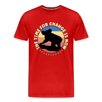 Global Warming The Time For Change Retro Activism - Männer Premium Bio T-Shirt - Rot - Vorne - Damien (186cm)
