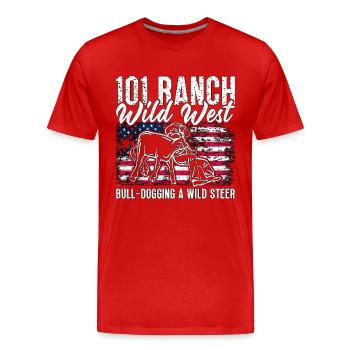 Steer Wrestling 101 Ranch Wild West Barrel Racing - T-shirt bio Premium Homme - rouge - Devant - Damien (186cm)
